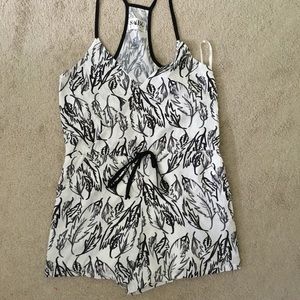 Black and white patterned romper